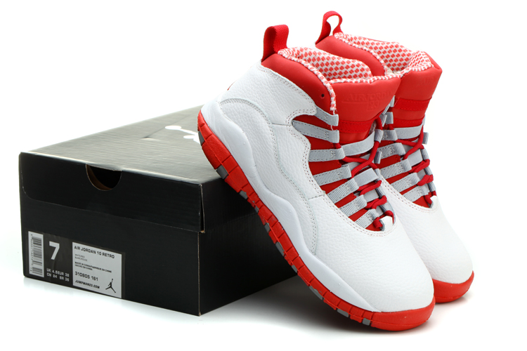 Women Air Jordan 10 White Red Shoes